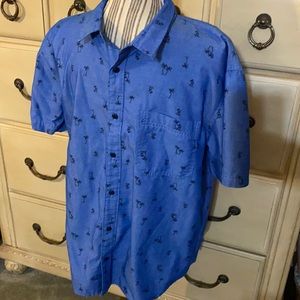Disney Mickey & Palm Trees Blue Button Up Size L